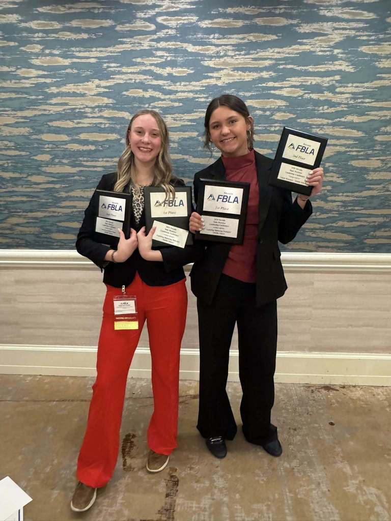 FBLA students with their awards at the state competition