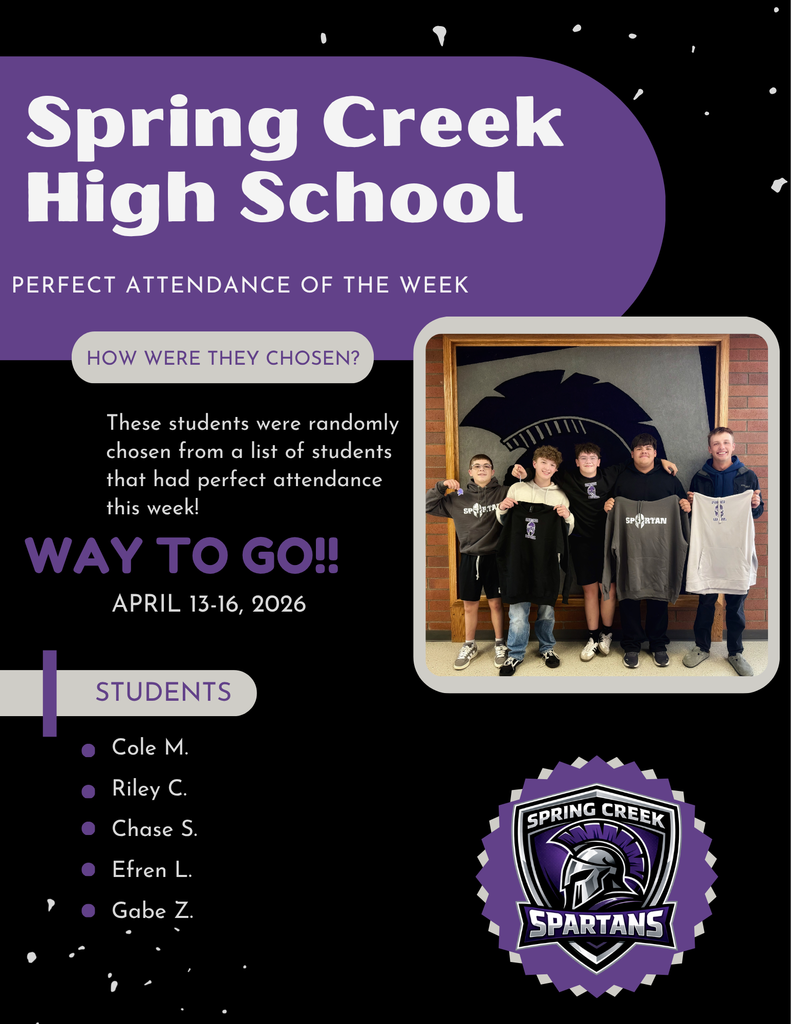 Congrats to these students who were randomly chosen from a list of students with perfect attendance this week.  Way to go! Keep up the good work!!