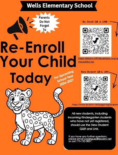 Wells Elementary School re-enrollment flier