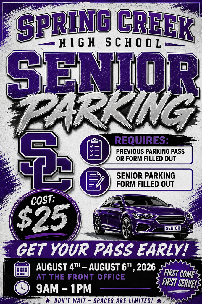 Get your Senior Parking Early. Its first come first serve. 