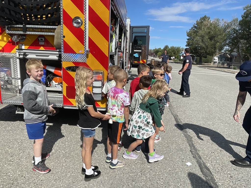 firemen visit at Wells Elementary School
