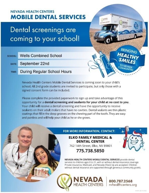 Nevada Health Centers Mobile Dental Services flyer