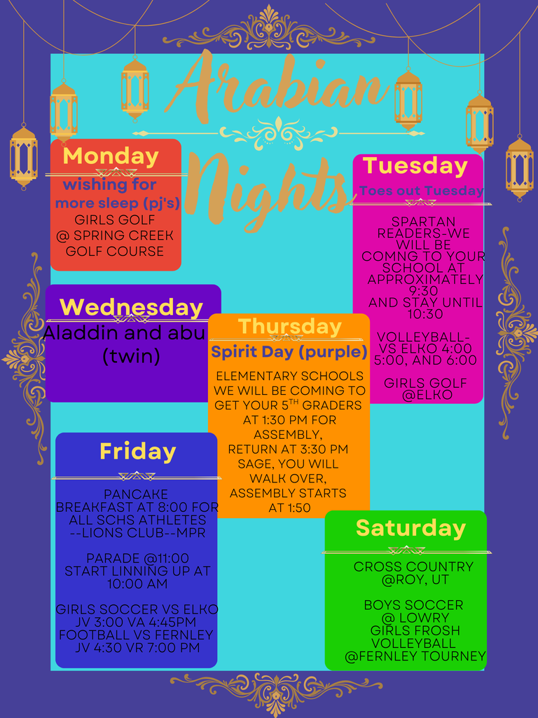 Here is some important information on what is happening next week.