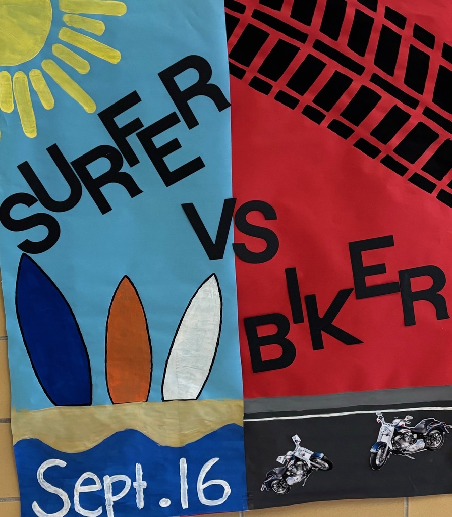 surfer vs biker dress up day poster