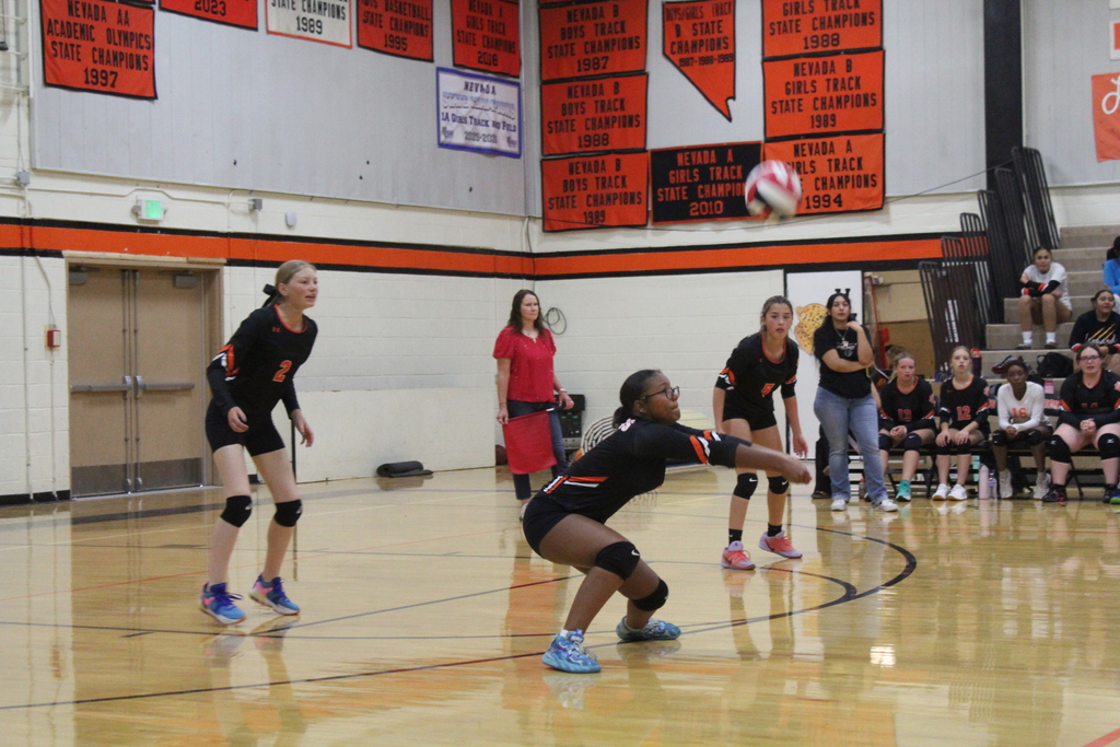 JV volleyball players at the homecoming game