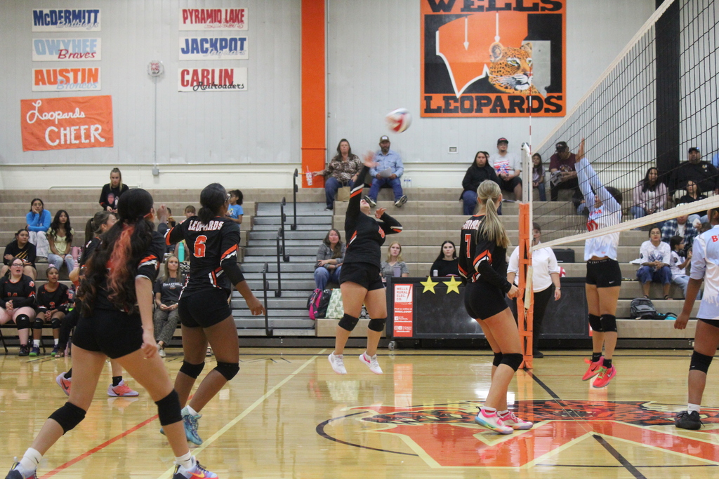 JV volleyball players at the homecoming game