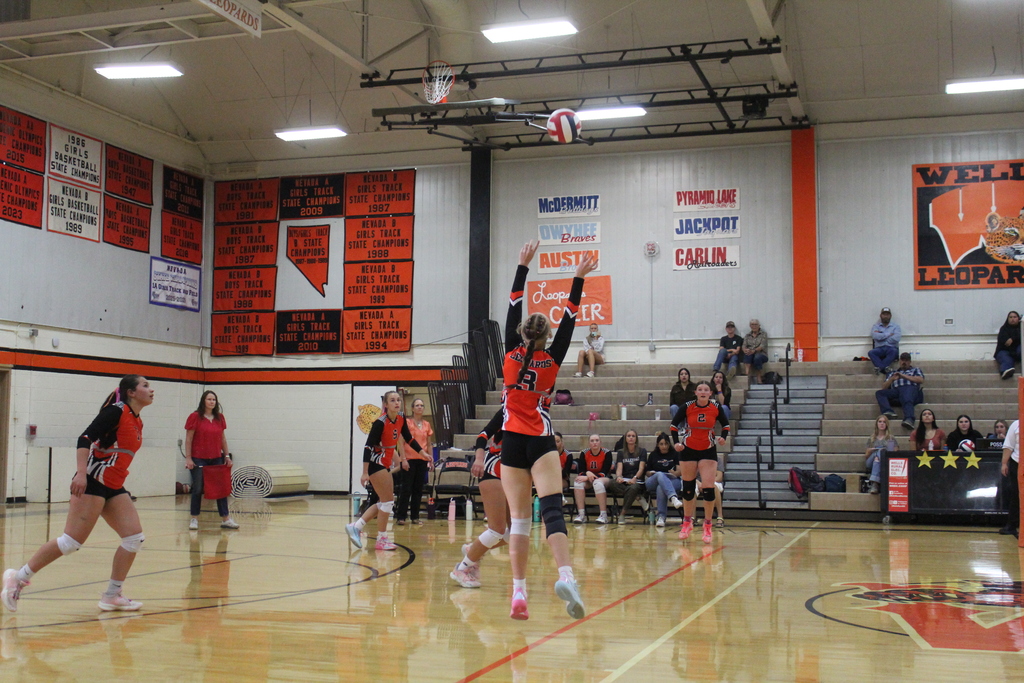 Wells High School volleyball team playing Owyhee