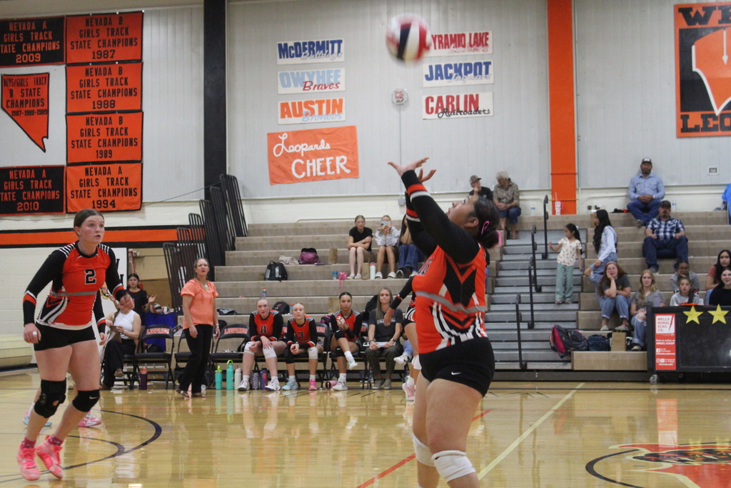 Wells High School volleyball team playing Owyhee