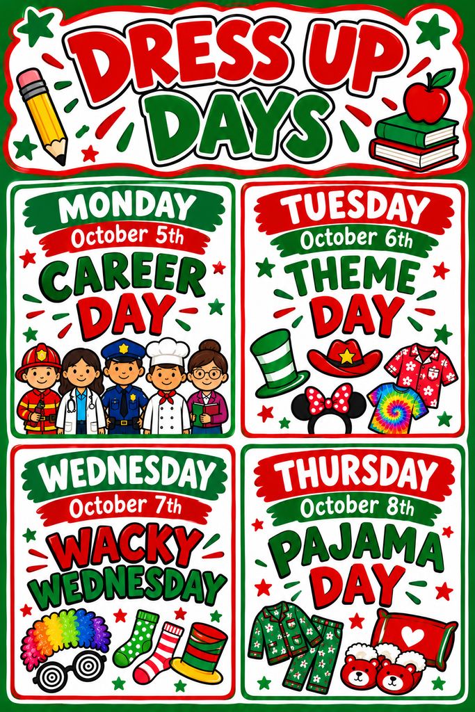 dress up days for Wells Elementary School reading week