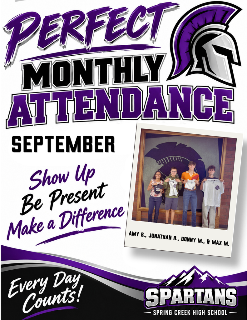 Congrats to these students on perfect attendance for the month of September.
