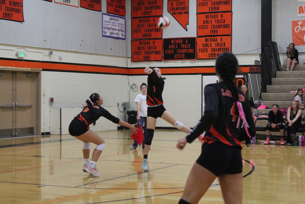Wells volleyball players vs Carlin