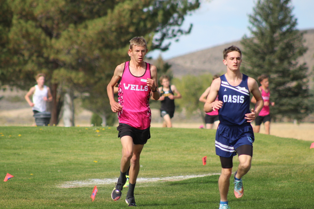 Wells cross country runners at the Wells Invitational