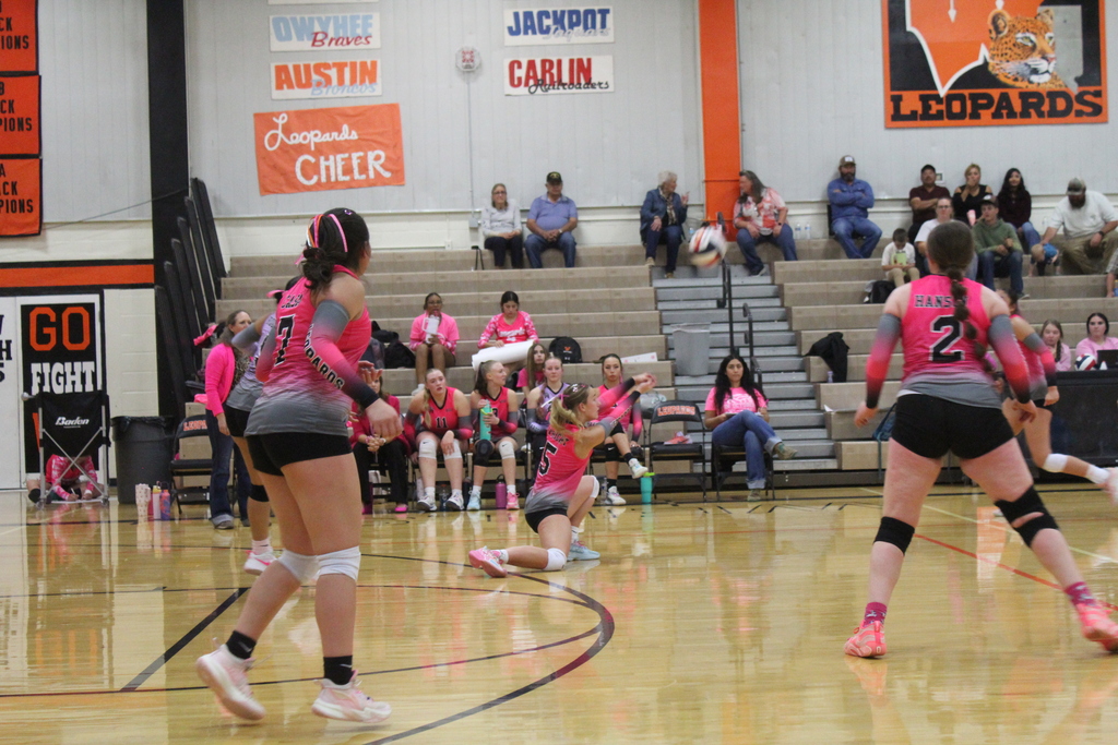 Wells High School Lady Leopard volleyball players vs the Pyramid Lake Lady Lakers volleyball players.