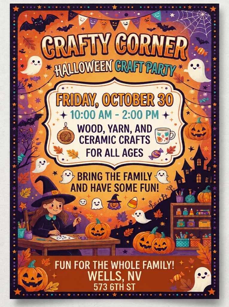 Crafty Corner Halloween Craft Party flyer