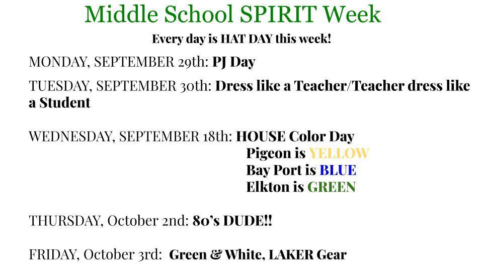 middle school dress up days