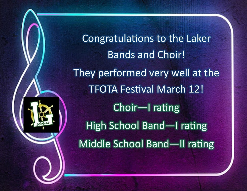 congrats bands and choir