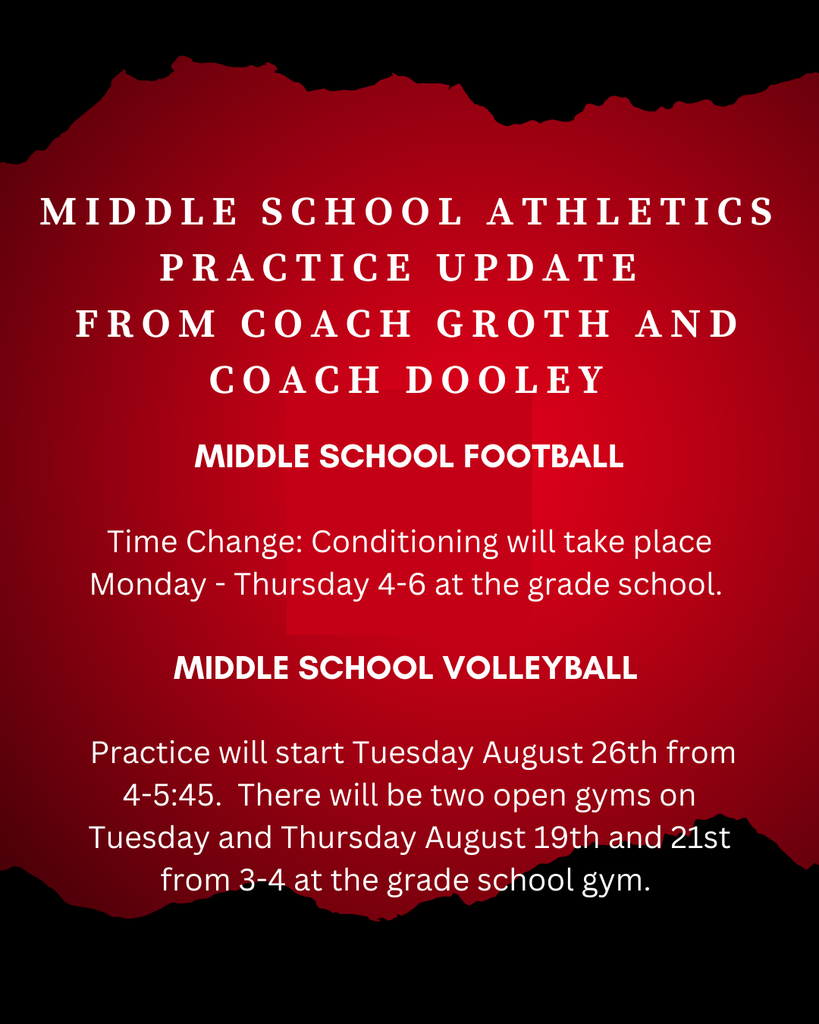 Middle School Athletics Practice Updates from Coach Dooley and Coach Groth.
