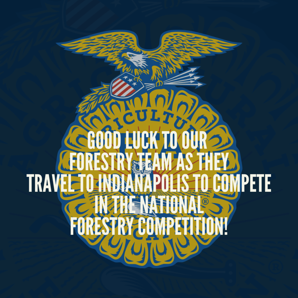 GOOD LUCK to our Elkton FFA Forestry team as they travel to Indianapolis to compete in the National Forestry contest! 