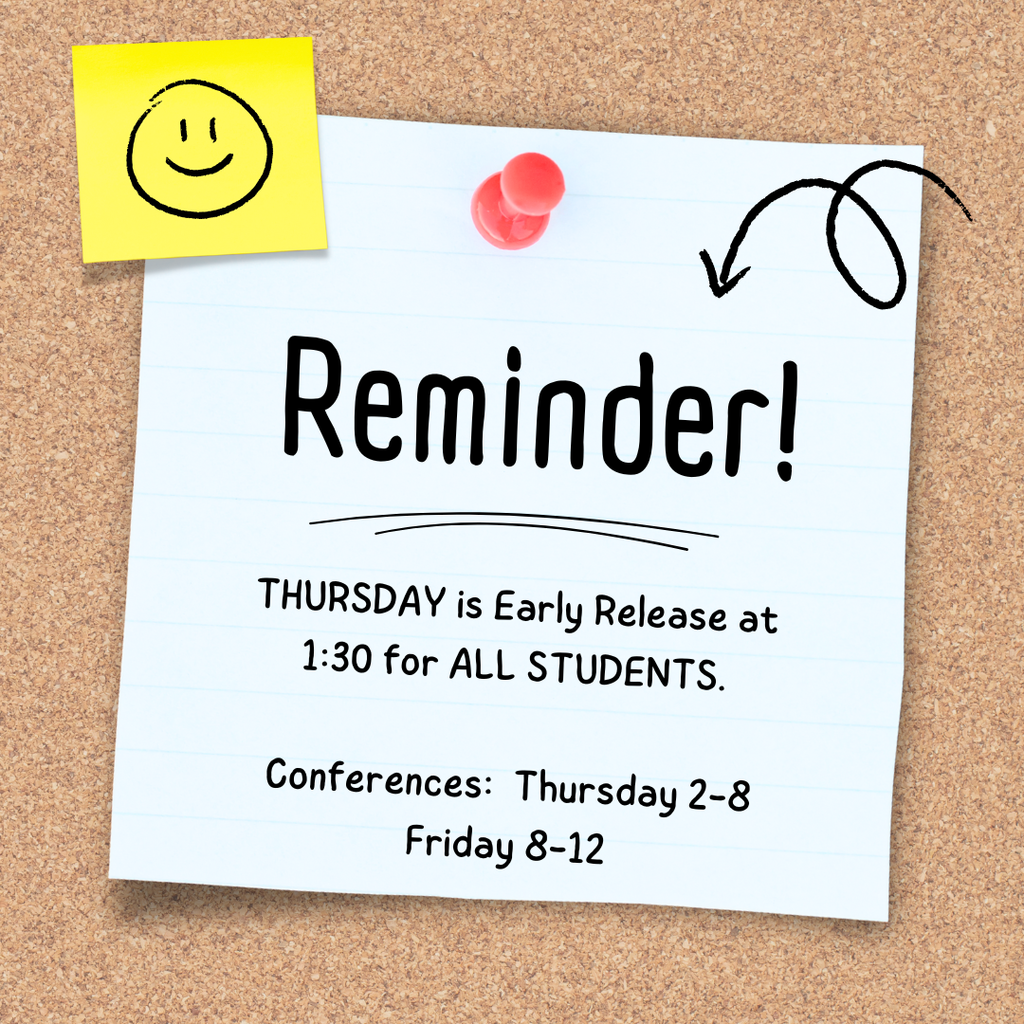 Elkton Charter School will have release at 1:30 for all students for pm conferences on Thursday, November 6th. There will be no preschool.