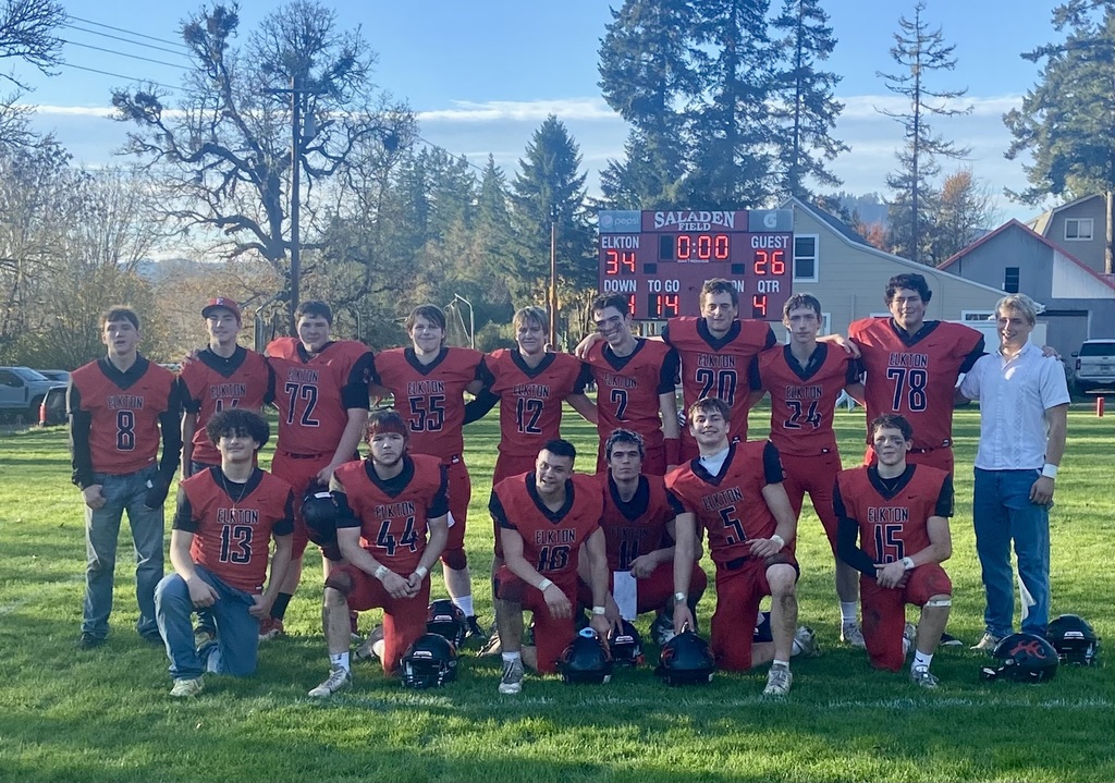 Come and root on our Elks as they compete this Saturday at Cottage Grove High School. They will take on Crow in the OSAA 1A 6 Man State Championship Semifinals. This team has worked hard this season, both on and off the field. They were undefeated in league play and were the Skyline League Champions, also earning the Sportsmanship Award and Coach of the Year went to our Jeremy Lockhart. This team also earned the All-Team Academic Award from OSAA. Crow has packed the stands for their last two playoff games. Let's show our Elkton pride and do the same at the game this Saturday! OSAA encourages you to purchase your tickets digitally by using the QR code provided, or by visiting www.OSAA.Org. Tickets are $12 for adults and $6 for children. See you there! GO BIG RED!