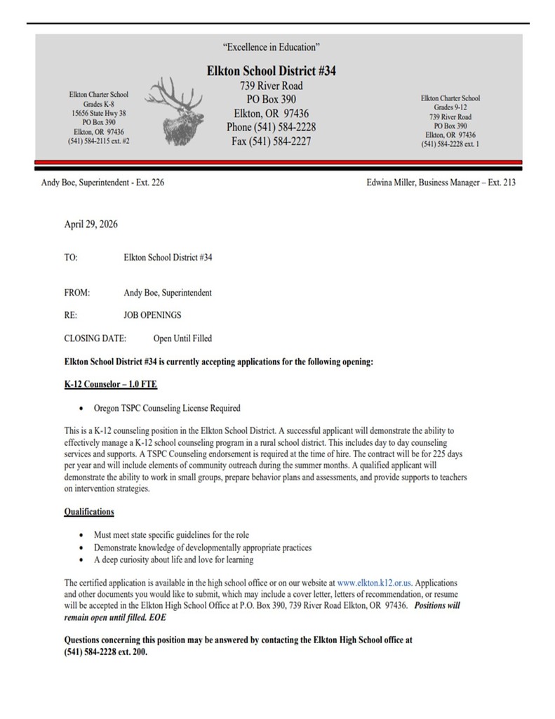 counselor job posting 4.29.26