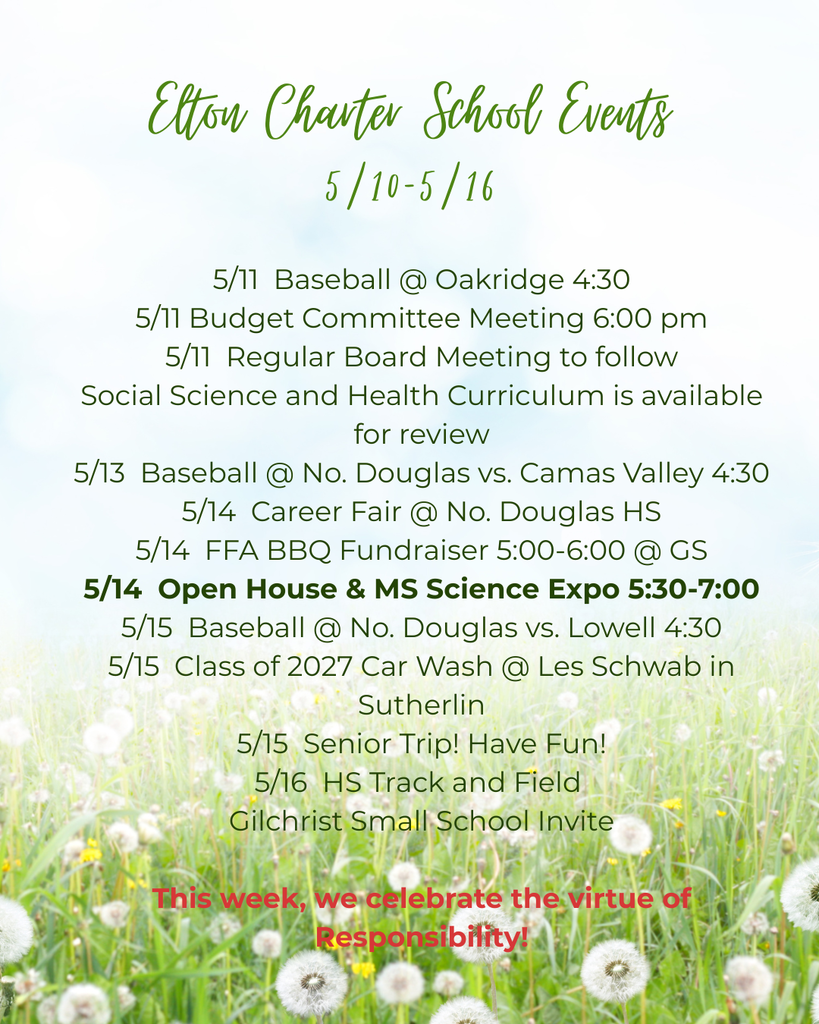 Elkton Charter School events for this week.