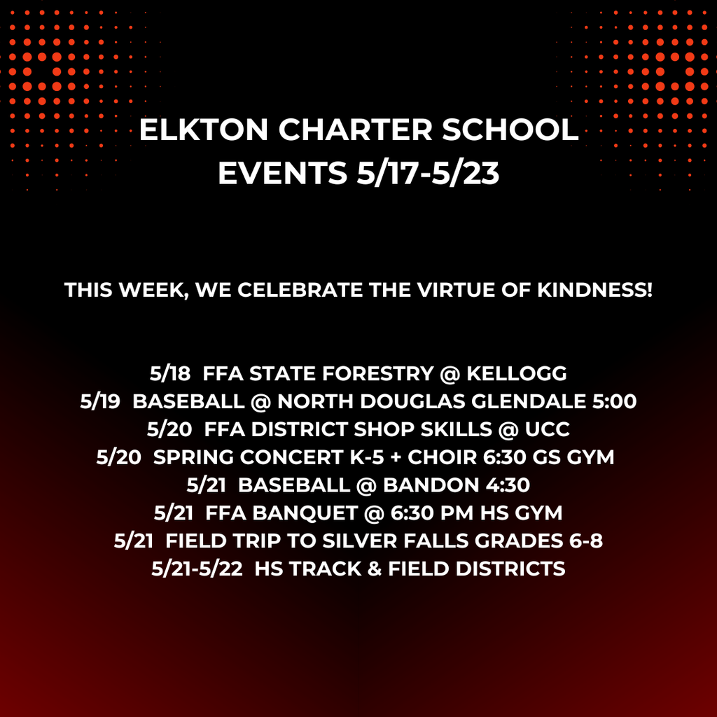 Elkton Charter School events 5/17-5/23.