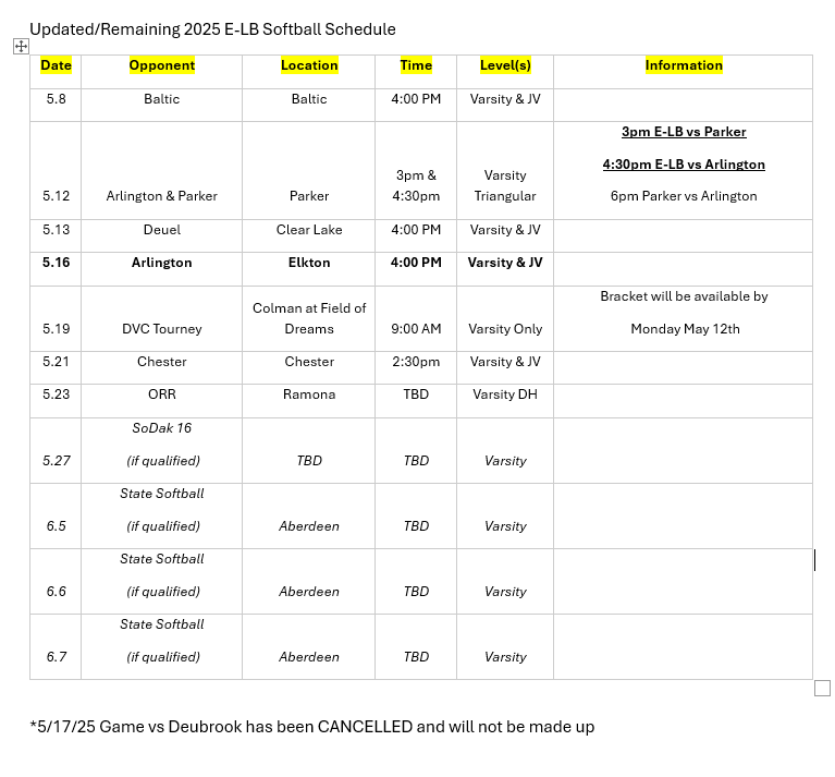 Schedule