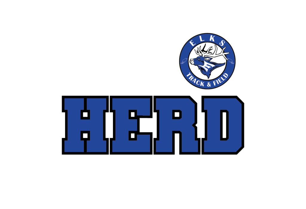Elkton Track Logo - Says "HERD" in bold letters and above to the right has the Elks Track and Field Circular Logo 
