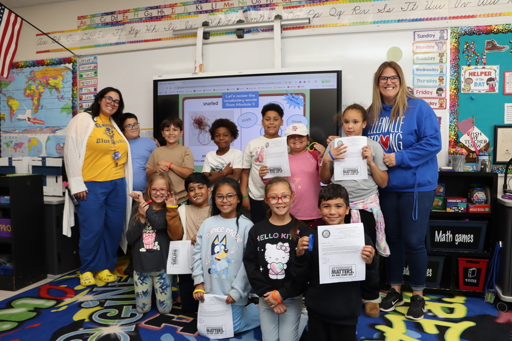 Elementary students who achieved perfect attendance for the first five weeks of school