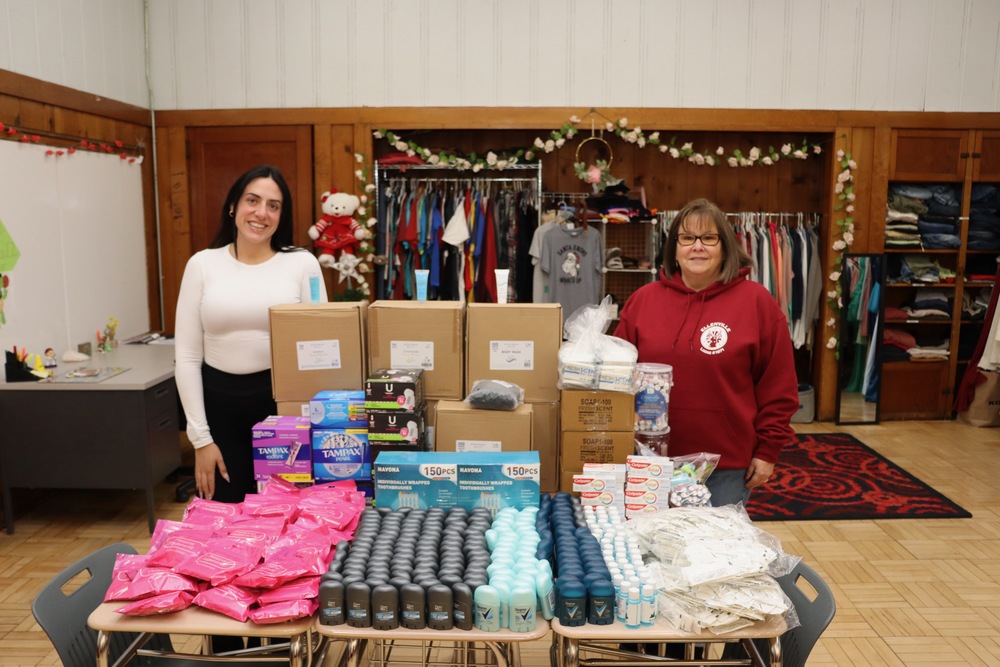 Stephanie Baxter (left) and Gwen Conner (right) with Elks Club donated supplies