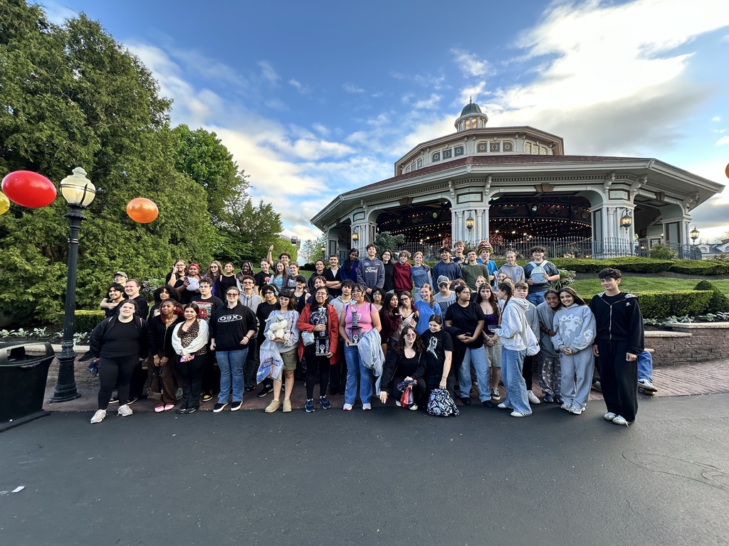 Choir and band students outside