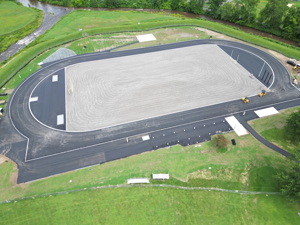 Aerial view of paving on a field