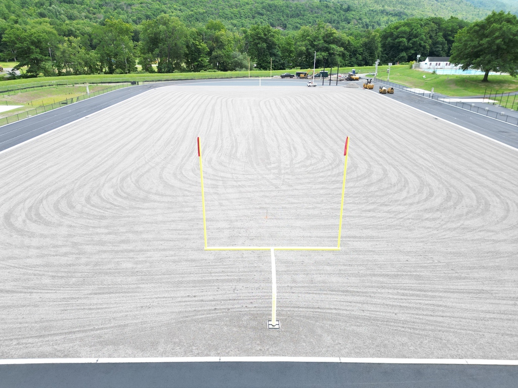 Aerial view of paving on a field