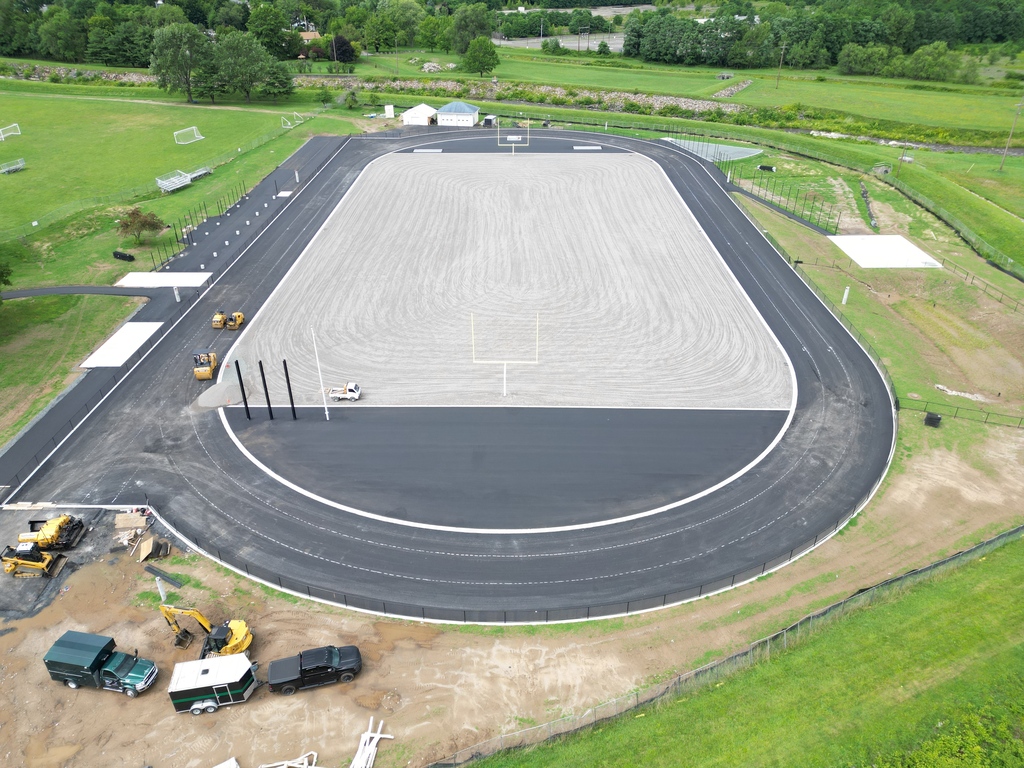 Aerial view of paving on a field