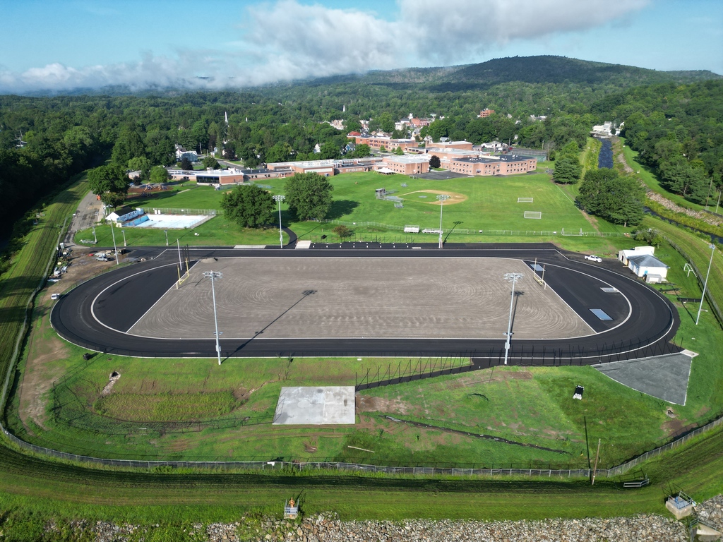 Aerial picture of the new track and field at Ellenville high school