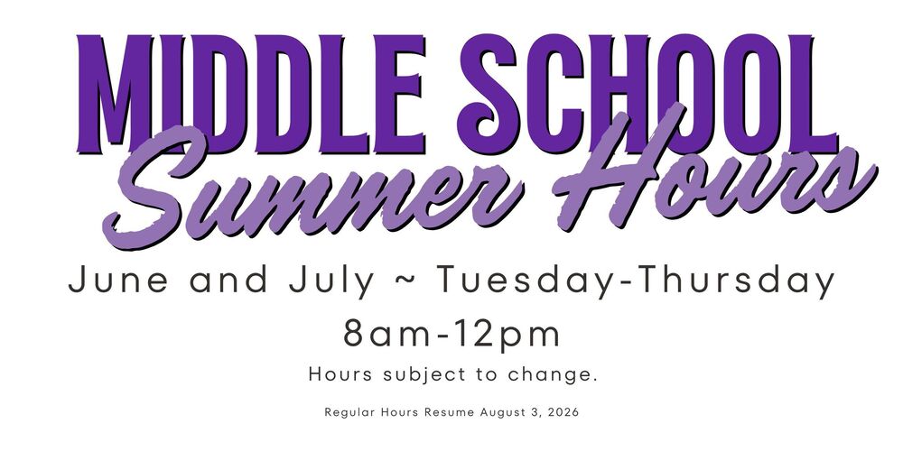 Middle School Summer Hours