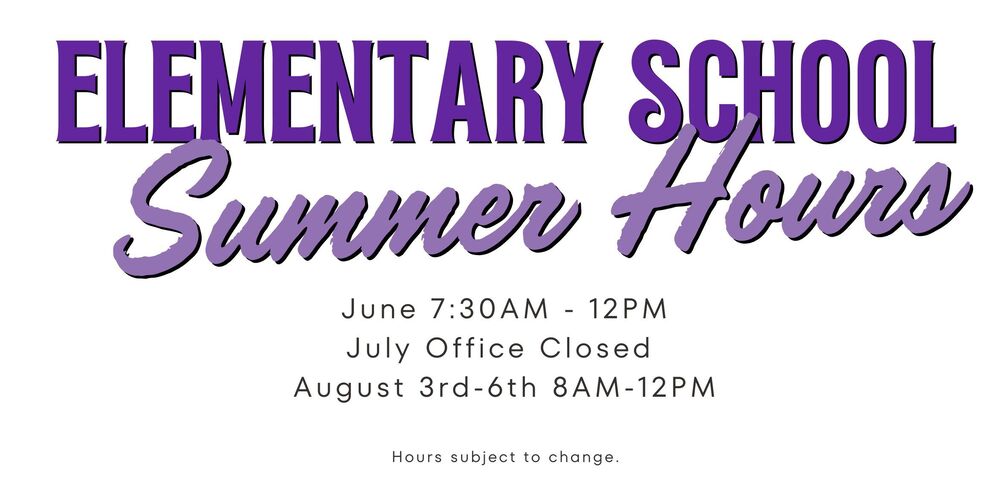 Elementary School Summer Hours