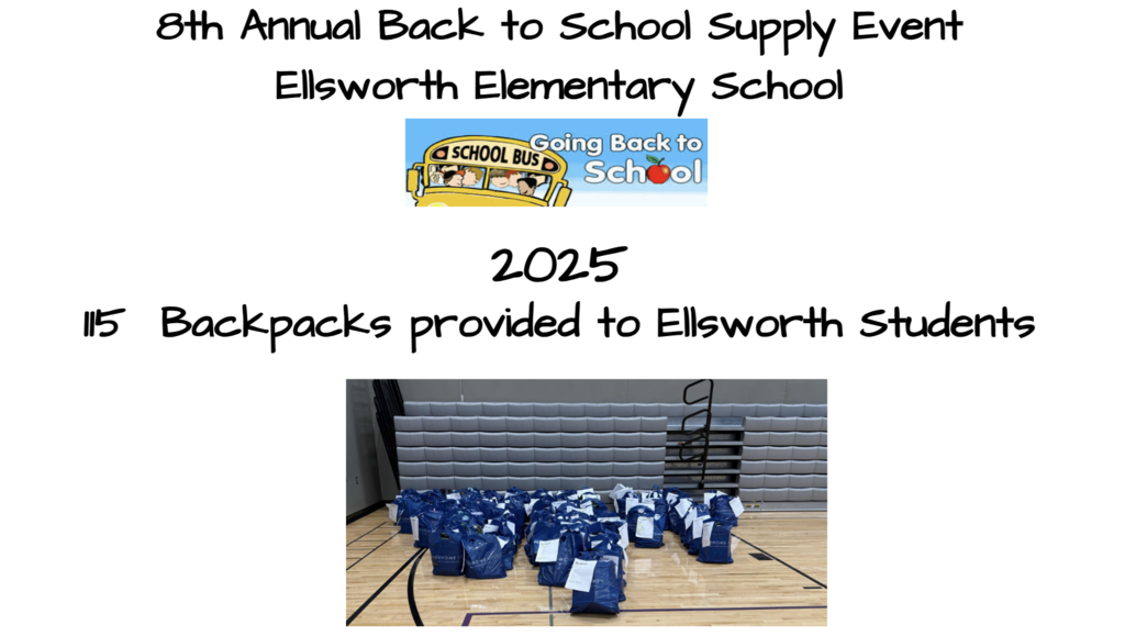 💜🎒 Thank You, Sponsors! 🎒💜 We want to take a moment to thank our amazing sponsors for supporting the 8th Annual Back-to-School Supply Drive! Because of their generosity, we were able to fill 115 backpacks for Ellsworth students with financial need. Each year, thanks to the kindness of our community, parents, and local businesses, we’re able to provide supplies to students who need a little extra support. This program wouldn’t be possible without you. 🙌 A special shoutout to our High School Leaders and Service Learning Coordinator for organizing this event each year—you help make a difference for so many students. 💛 #PantherPride #BackToSchool #CommunitySupport