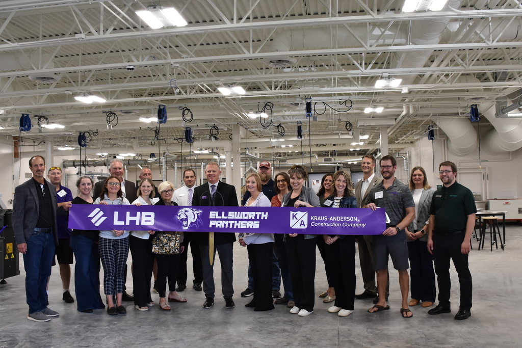 Last week we proudly held the Ribbon Cutting Ceremony for the renovations at Ellsworth Middle School and High School! 🏫✨ It’s amazing to see the project nearly complete—with just a few finishing touches left—and we couldn’t be more proud of how everything has turned out. These updates open the door to incredible new opportunities for our students! 💜🐾  A heartfelt thank you to everyone who helped make this project possible, including our school board members, administrators, staff, the Ellsworth Chamber ambassadors and members, community members, Kraus-Anderson, LHB, LHI, OEM, and the Village of Ellsworth. Your support and dedication to our schools and students make all the difference!  #PantherPride