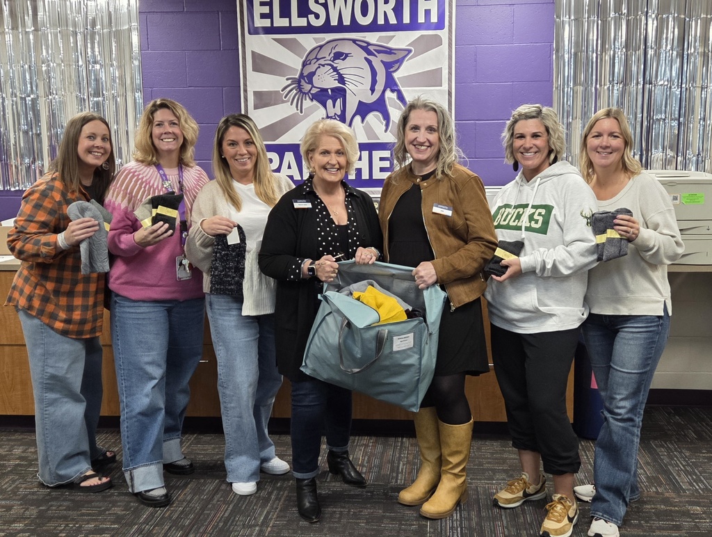 💜 Thank you to the ladies from Ellsworth CCF Bank for stopping by with a generous donation of hats, gloves, and socks for our students! This fall, CCF is “showing thanks by giving back,” and their kindness will help keep our Panthers warm as the weather turns chilly. Small acts of kindness truly make a big difference. ❤️