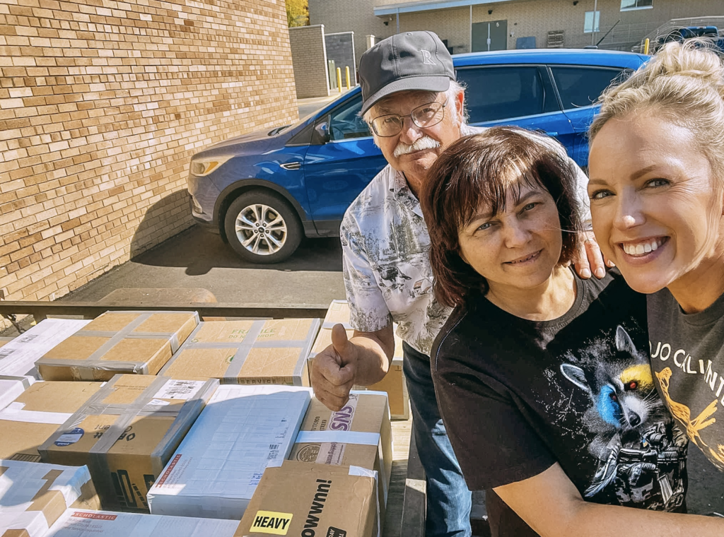 On October 19, the Ellsworth Hearts & Minds group completed another successful shipment of school supplies and comfort items to Ukraine, this time to a school in Radomyshl', located in the region of Zhytomyr Oblast in north-central Ukraine, about 70 miles west of Kyiv. After months of dedicated fundraising, the Hearts & Minds students raised enough money to purchase the supplies and cover shipping costs. With help from Day of Service volunteers, supplies were packaged. With the help of Ryan, my dad, Tom Benson, and his wife, Valentyna—who is from Radomyshl—19 boxes were labeled and shipped, each one carrying the compassion, encouragement, and hope of an entire school community reaching across the world.