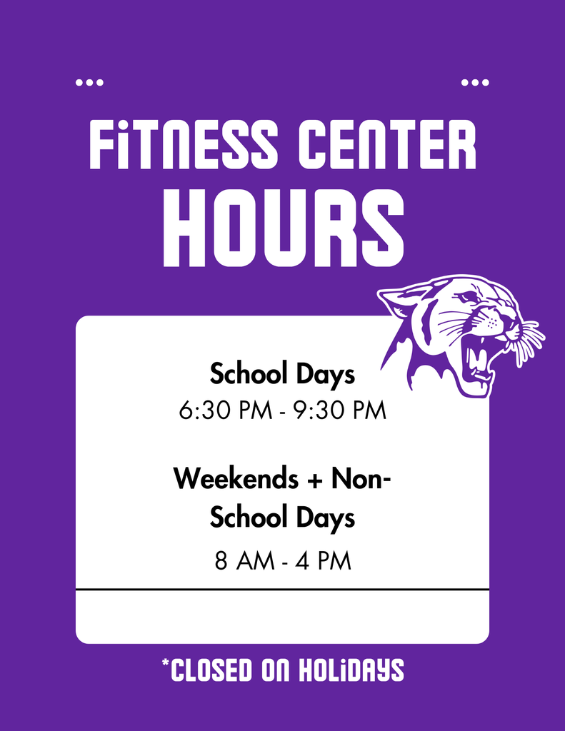 🏋️‍♀️ Fitness Center Open Monday Night! 🏀  The Fitness Center will be open for members on Monday, December 22 from 6:30–9:30pm. Interested in becoming a member? Please check out the attachment for details.  It’s also a big night in the gym with a basketball doubleheader:  🏀 Girls Varsity vs Mondovi at 5:45pm 🏀 Boys Varsity vs Rice Lake at 7:00pm  Come cheer on the Panthers and get a workout in too. See you there! 💜🐾