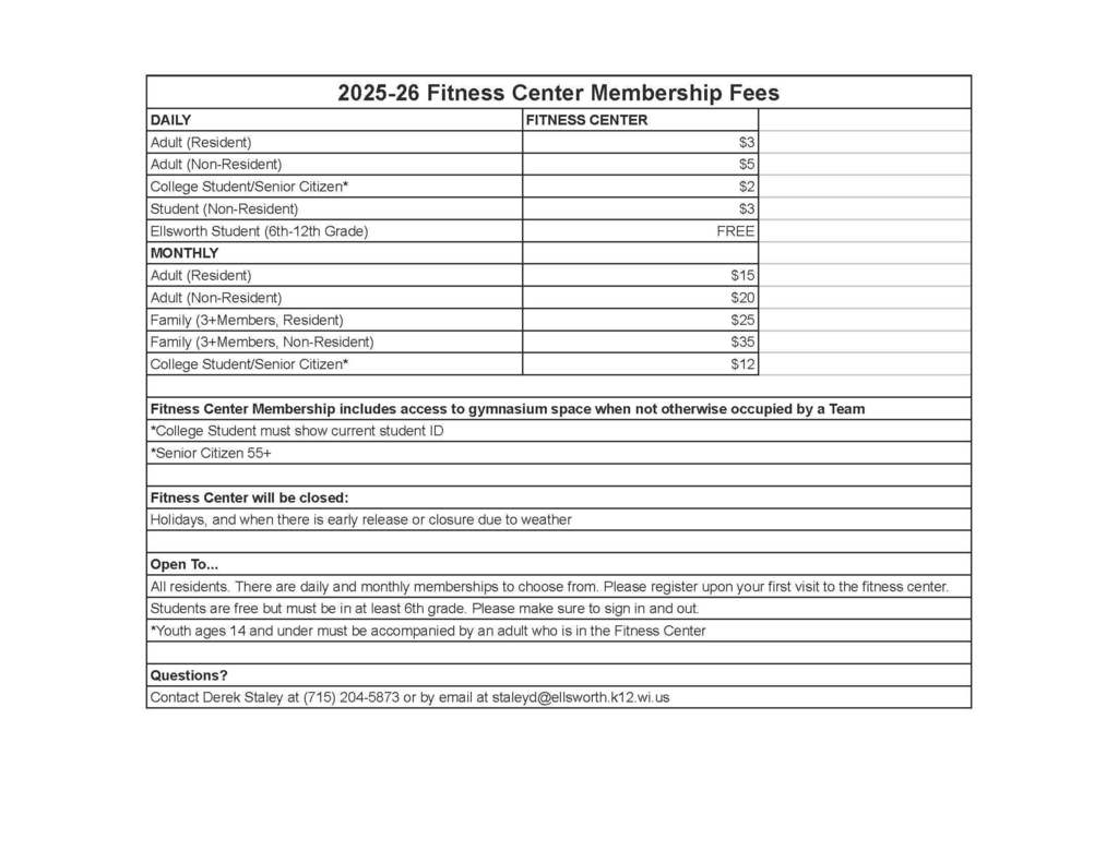 🏋️‍♀️ Fitness Center Open Monday Night! 🏀  The Fitness Center will be open for members on Monday, December 22 from 6:30–9:30pm. Interested in becoming a member? Please check out the attachment for details.  It’s also a big night in the gym with a basketball doubleheader:  🏀 Girls Varsity vs Mondovi at 5:45pm 🏀 Boys Varsity vs Rice Lake at 7:00pm  Come cheer on the Panthers and get a workout in too. See you there! 💜🐾