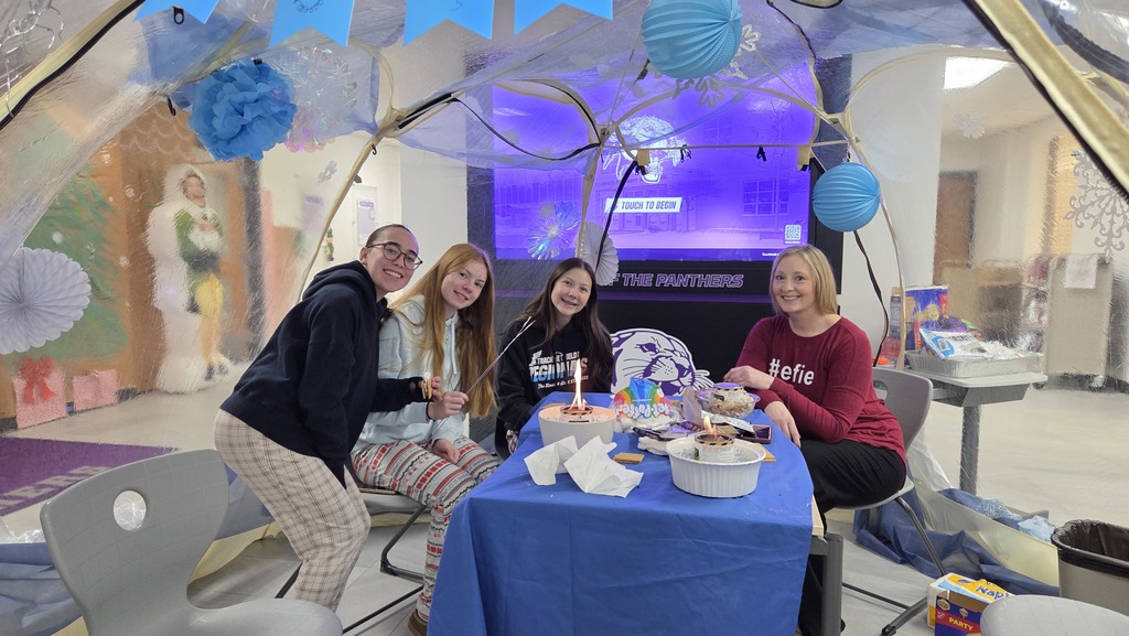 ❄️ This week, high school students were greeted with a fun surprise when they walked through the doors—an indoor igloo!  Students could sign up to make indoor s’mores with our new principal, Ms. Burch. It was a great way to connect, share some laughs, and wrap up the week heading into winter break. 🔥🍫🏔️  Sometimes the little moments make the biggest memories. 💜🐾