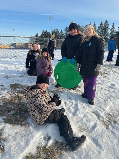 Third Graders had a reward party today. They enjoyed the outdoors and sledding.