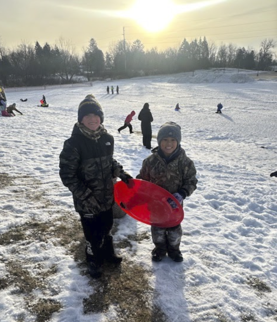 Third Graders had a reward party today. They enjoyed the outdoors and sledding.