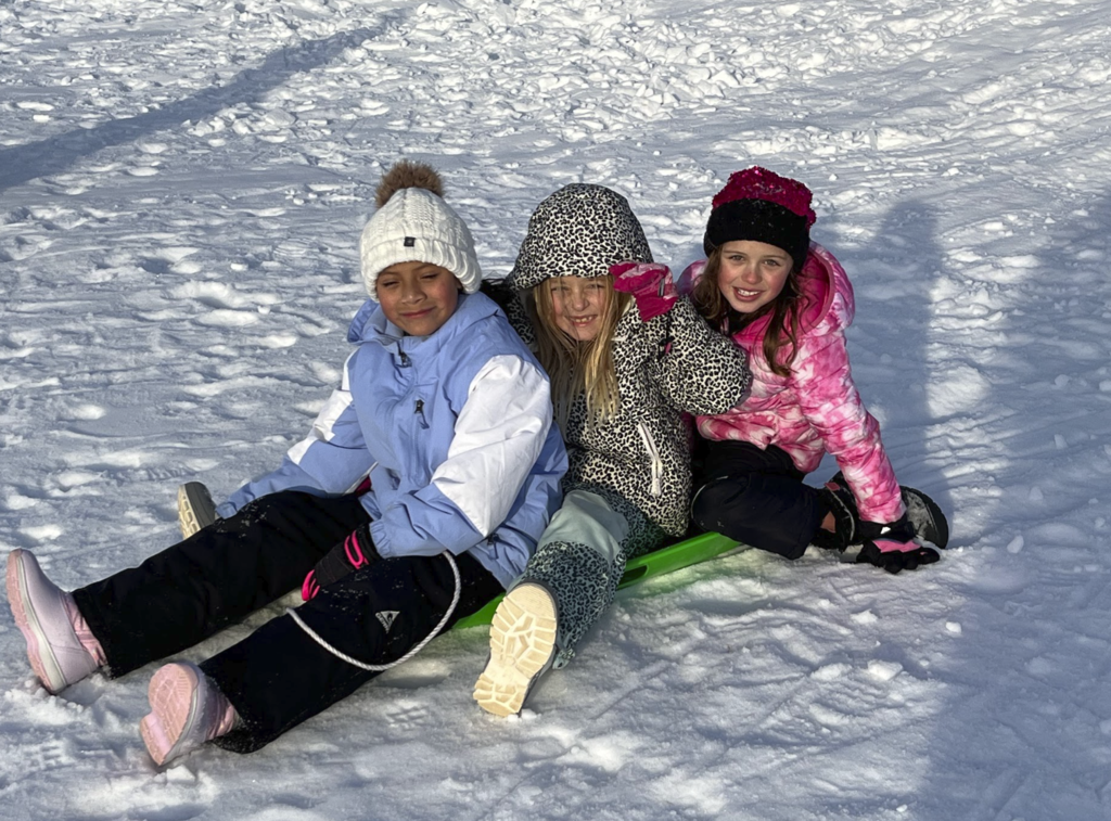 Third Graders had a reward party today. They enjoyed the outdoors and sledding.