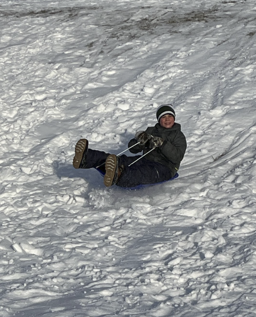 Third Graders had a reward party today. They enjoyed the outdoors and sledding.