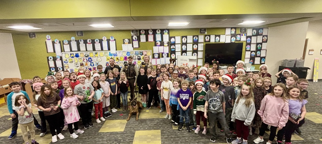 Our second graders recently wrapped up their government unit on Rules and Laws in a very meaningful way. ❤️ After learning about how rules and laws help keep our communities safe, students enjoyed visits from Officer Paul, Deputy Smith, Deputy Huppert, and K9 Ares. The officers made great connections between what students were learning in class and how it applies in real life here in our community. As part of the unit, second grade students also collected food and easy to eat snacks for officers from Pierce County, St. Croix County, and the Woodville Police Department. These snacks were chosen with busy schedules in mind and were a small way to say thank you for all they do. Our students asked thoughtful questions, made great connections to their learning, and showed just how engaged and caring they are. What a great example of learning in action. 💜🐾